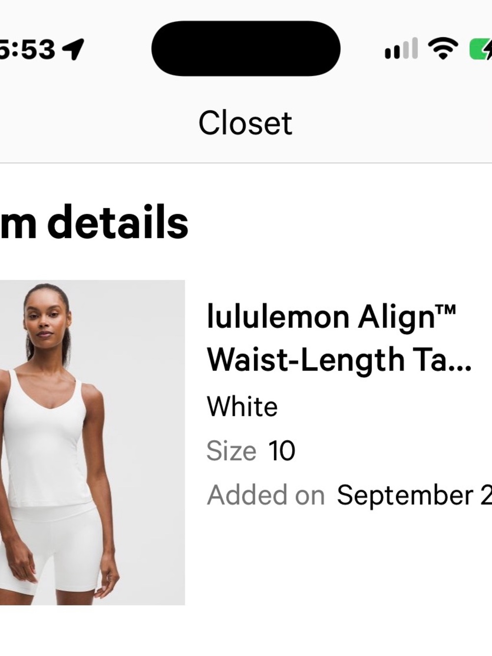 lululemon athletica White Waist-Length Tank Top